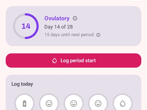 Kinoku Cycle Tracking & Fertility screen populated with fictional sample training data.