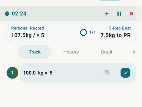Kinoku Workout Logging screen populated with fictional sample training data.