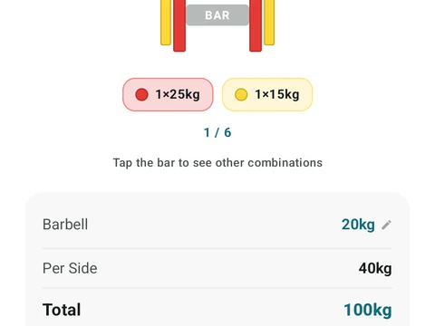 Kinoku Plate Calculator screen populated with fictional sample training data.