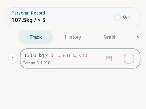 Kinoku Rep Tempo screen populated with fictional sample training data.