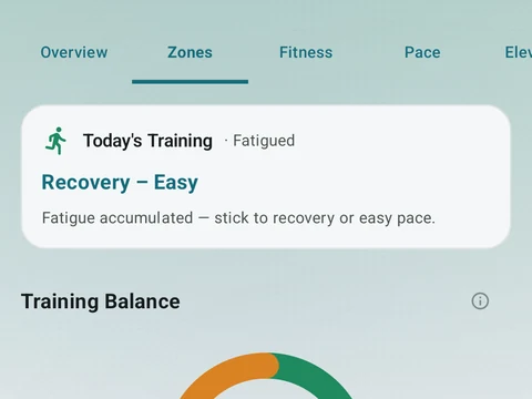 Kinoku Zone Training screen populated with fictional sample training data.
