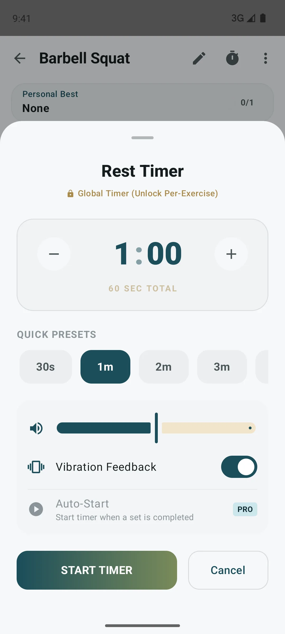 Rest timer sheet