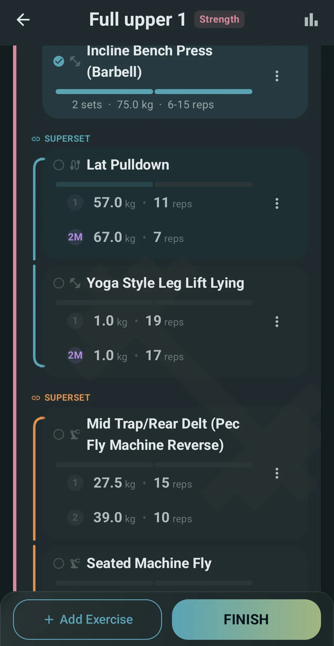 Supersets, color-coded
