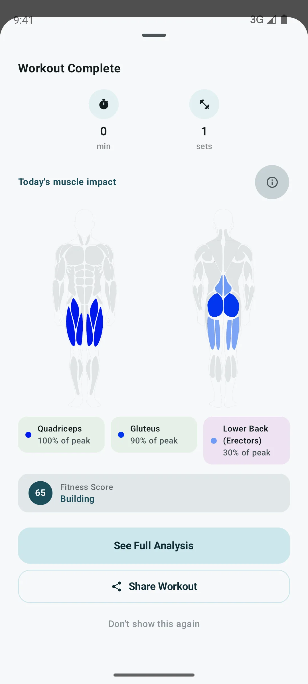 Post-workout summary sheet