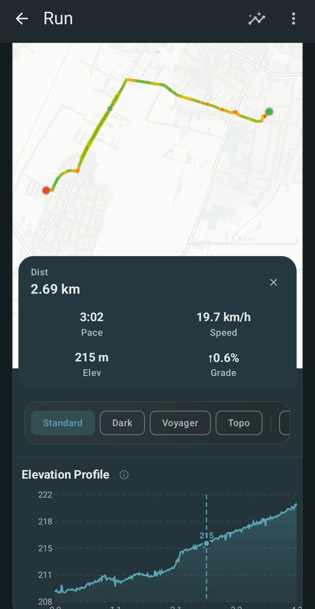 Tap any point on the run