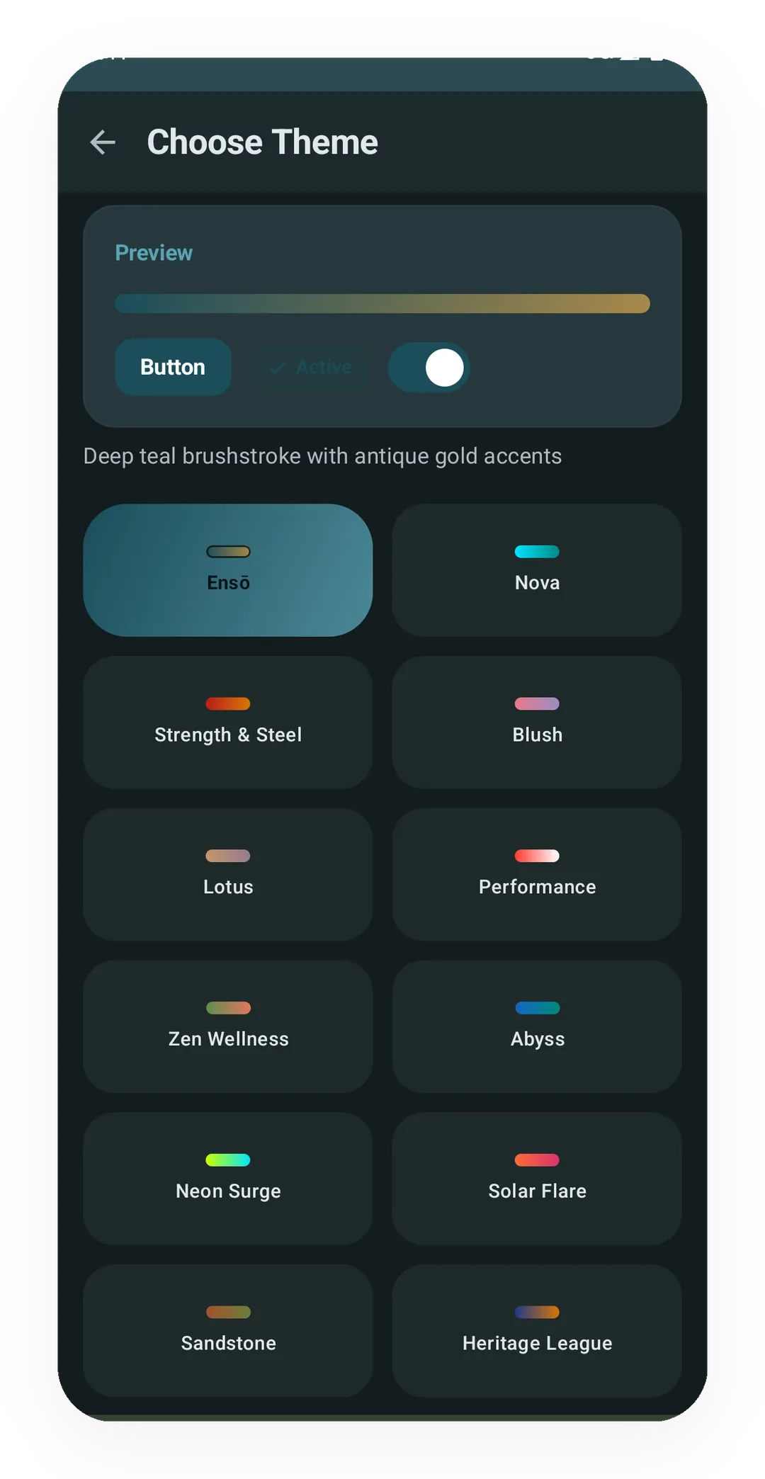 Choose Theme — picker grid