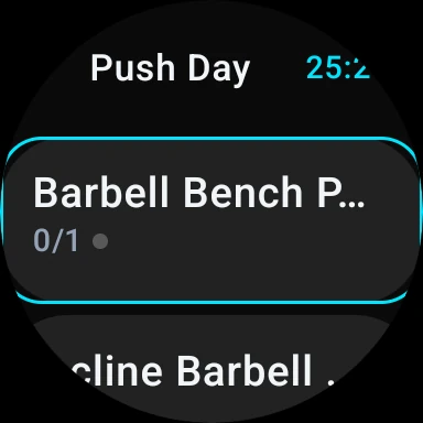 Kinoku Wear OS overview showing an active workout on a smartwatch.