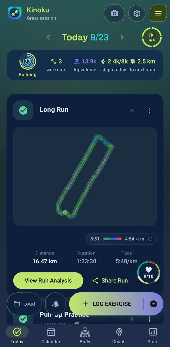 The Today screen in the Volt theme, dark mode