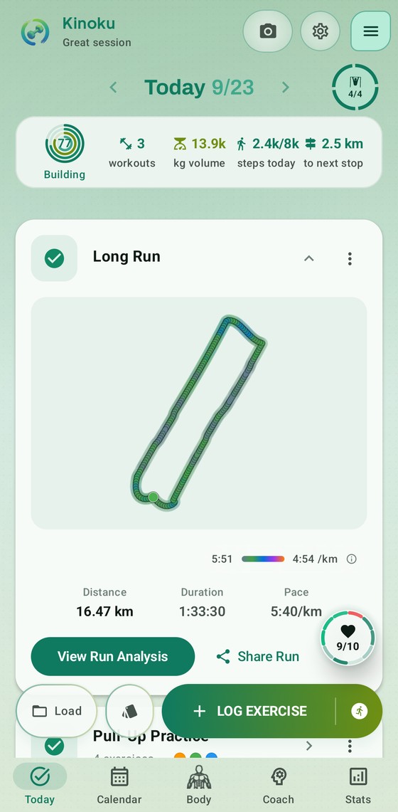 The Today screen in the Emerald Foil theme, light mode